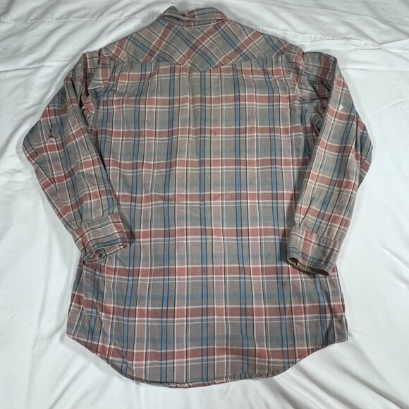 Lot of 3 Vintage Pearl Snap Button Ups Mens XL Plaid Distressed Holes Dakota - Picture 3 of 16